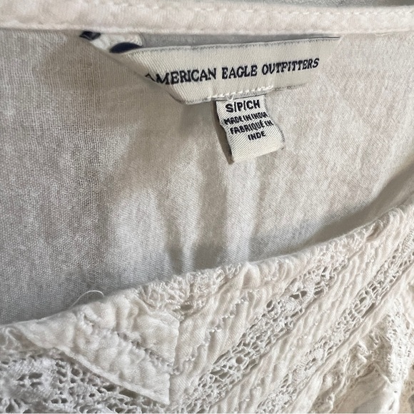 American Eagle Flowy Lace White Crop Top SZ S - Picture 5 of 6